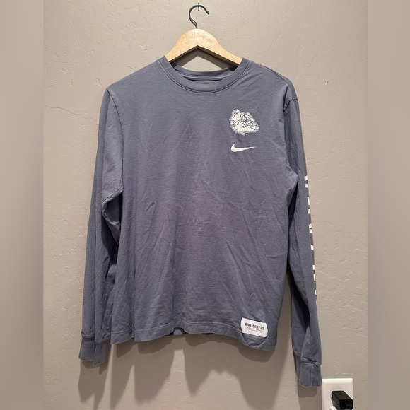 Nike Campus Collection Gray White Gonzaga Bulldogs Long Sleeve T-Shirt Sz Small - Picture 1 of 6